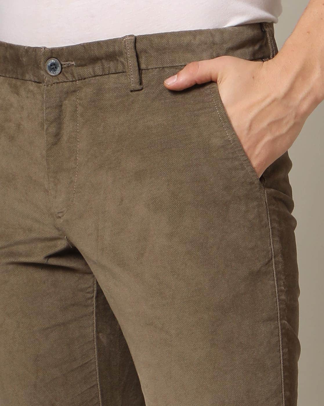 Buy Classic Polo Mens Cotton Textured Slim Fit Grey Color Trouser online