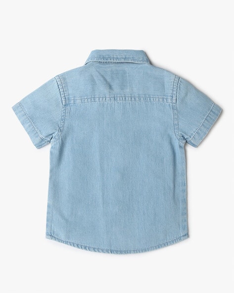 Blue Half Sleeves Kids Denim Short Sleeve Shirt at Rs 185/piece in New  Delhi | ID: 20617732133