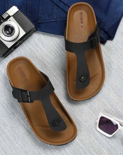 Kosher Men T-Strap Slip-On Sandals