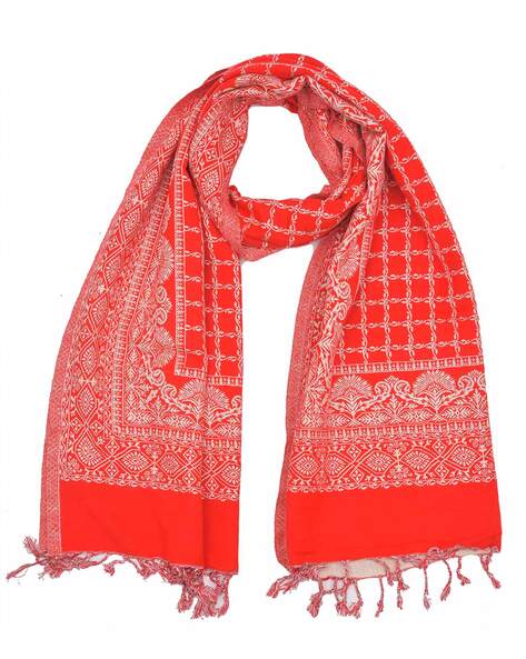 Women Embroidered Stole with Tassels Price in India