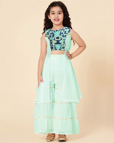 Girl Festive Wear Kids Sharara Pista Green Color - 1005, 3-17 Years at Rs  1399/piece in Surat