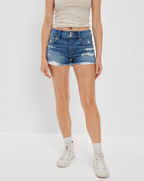 RSQ Vintage High Rise Distressed Girls Denim Shorts - WASH BLACK