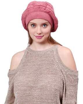 bharatasya Women Ribbed Knitted Beret Cap-picture-36