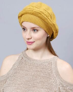 bharatasya Women Ribbed Knitted Beret Cap-picture-10