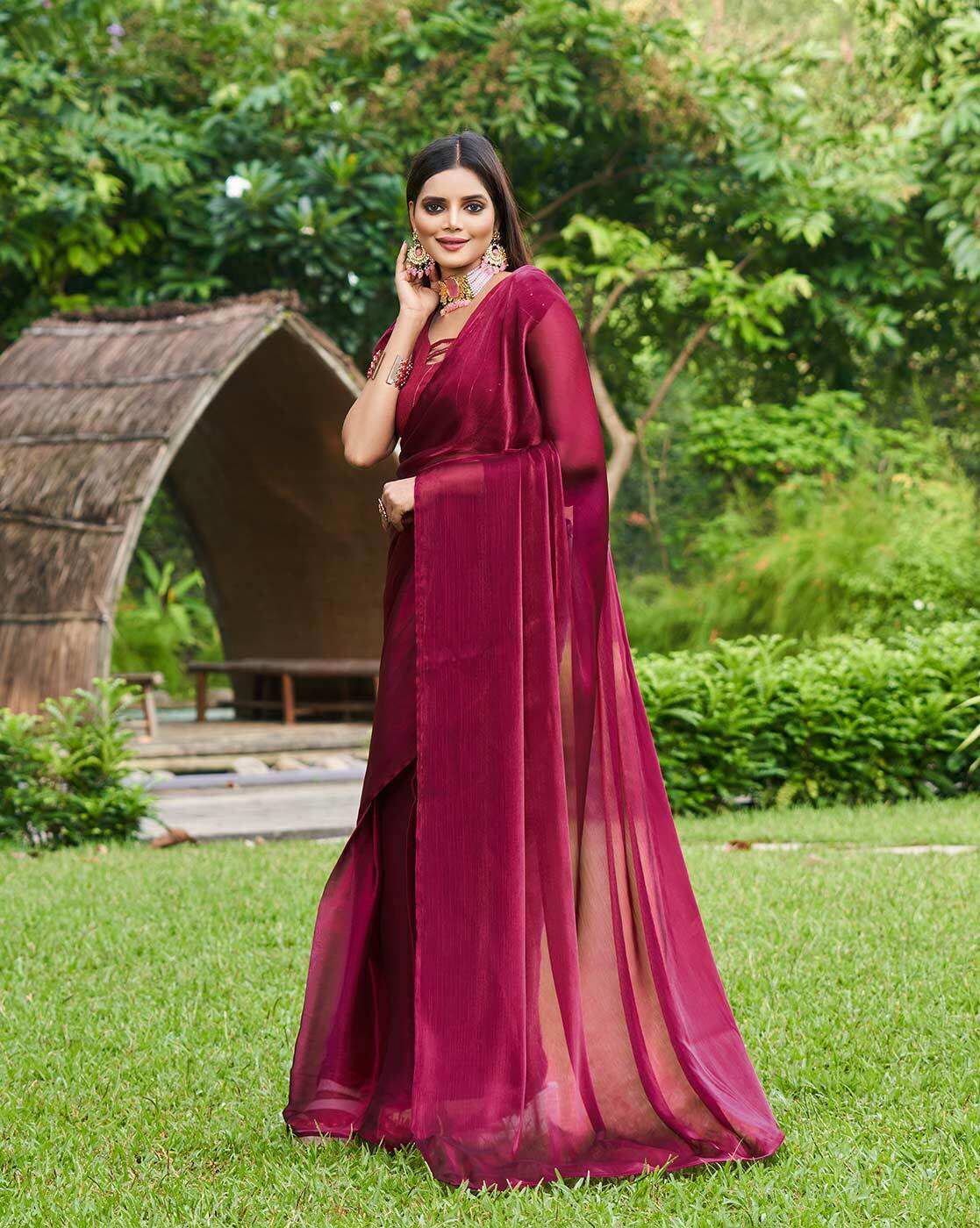 Georgette Ruffle Designer Saree, Blouse Length: 0.8 Meter at Rs 1400/piece  in Delhi