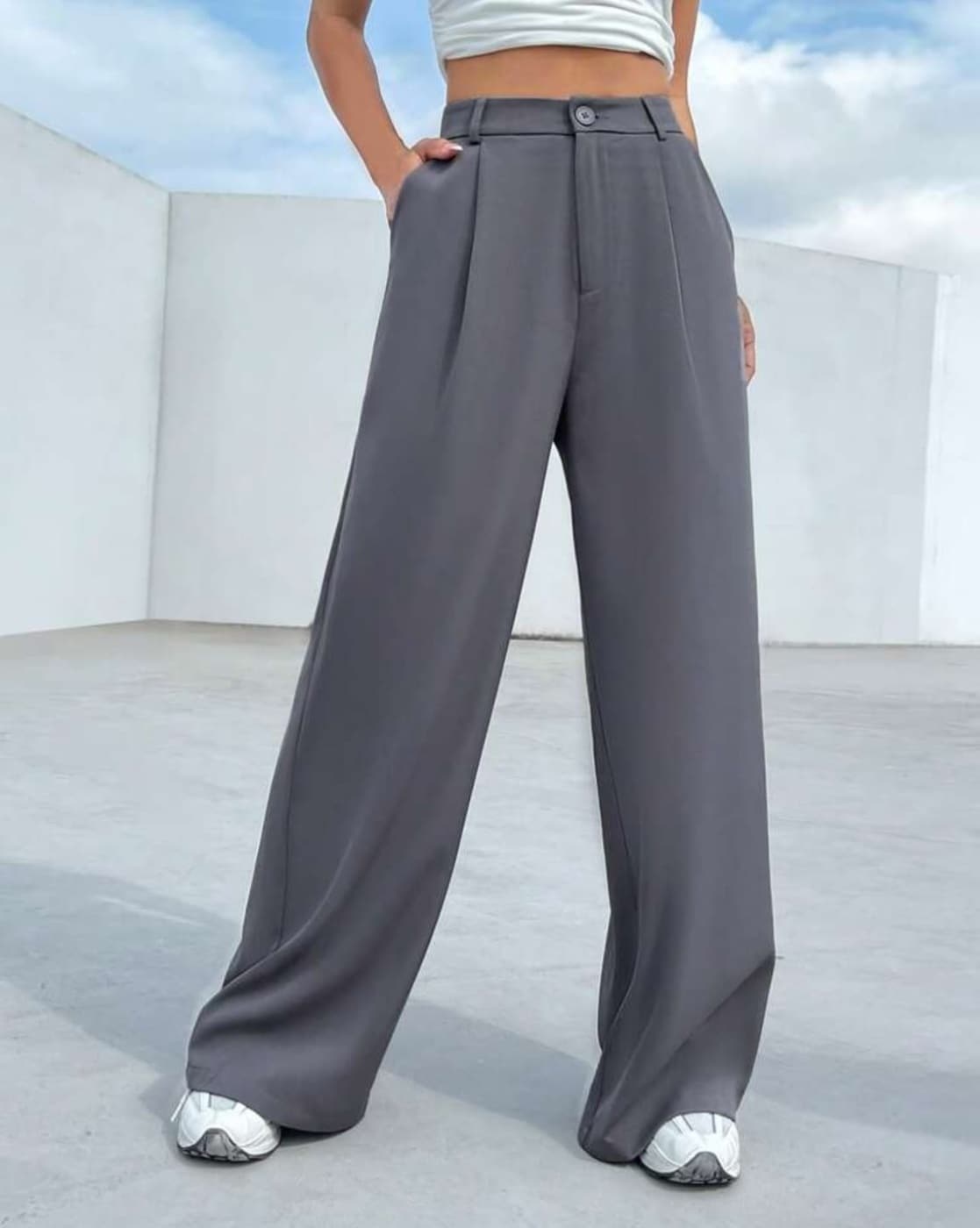 The best petite work pants: abercrombie tailored wide leg trouser