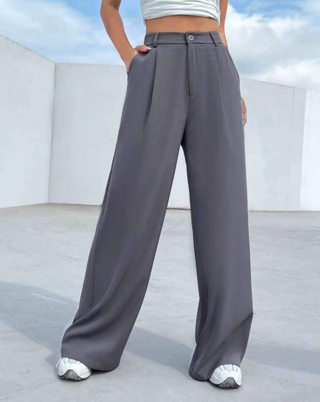 Buy Women's Grey Wide Leg Trousers Online | Next UK