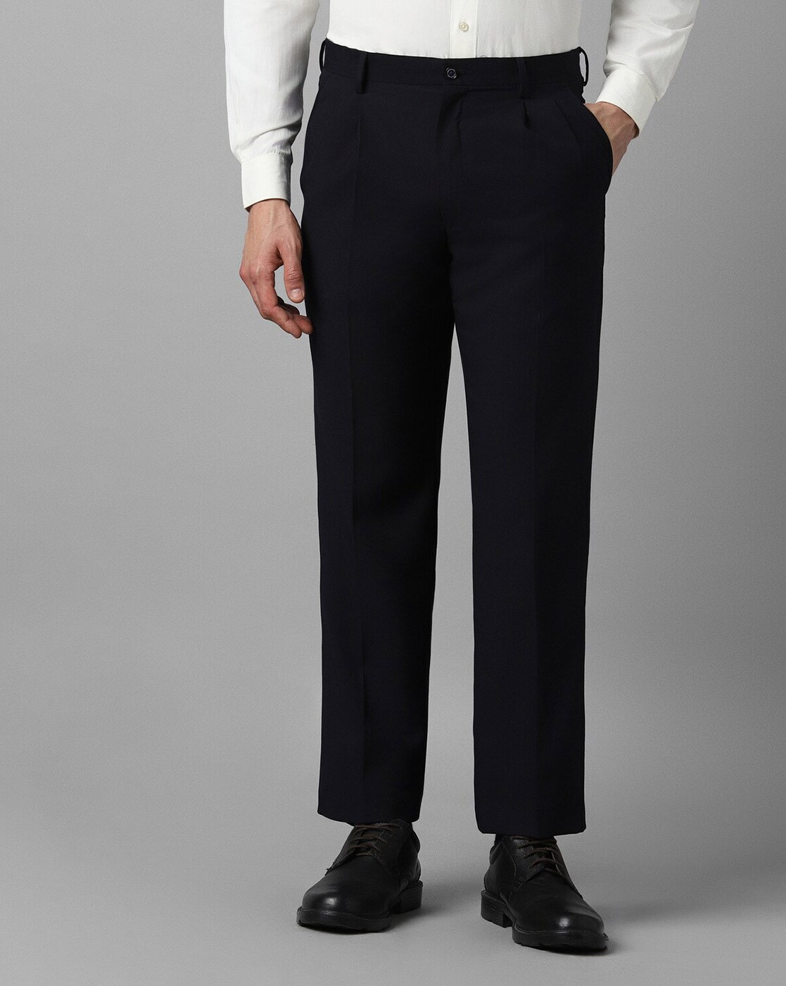Buy Louis Philippe Men Striped Mid Rise Pleated Formal Trousers - Trousers  for Men 21721278 | Myntra