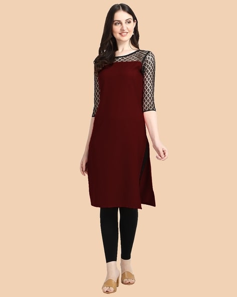 Buy Imposing Maroon Color Designer Digital Printed Full Stitched Cotton  Kurti For Party Wear | Lehenga-Saree