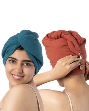 Pack of 2 Banana Double Cloth Hair Wrap Towel-image-41