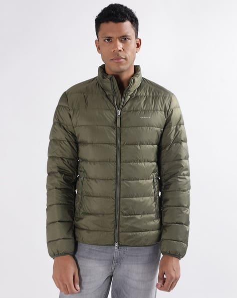 Men Quilted Puffer Jacket with Zip Closure