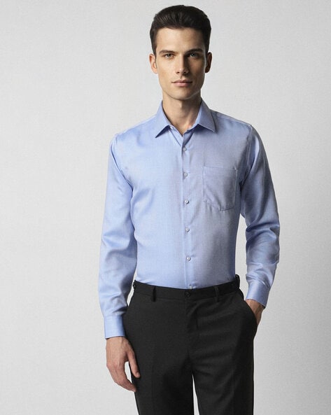 Men's Slim Fit Designer Dress Shirt with Contrast Color Patchwork and Long  Sleeves