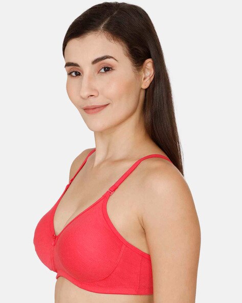 Double Layered Non-Wired Non-Padded 3/4th Coverage T-Shirt Bra - Rouge red