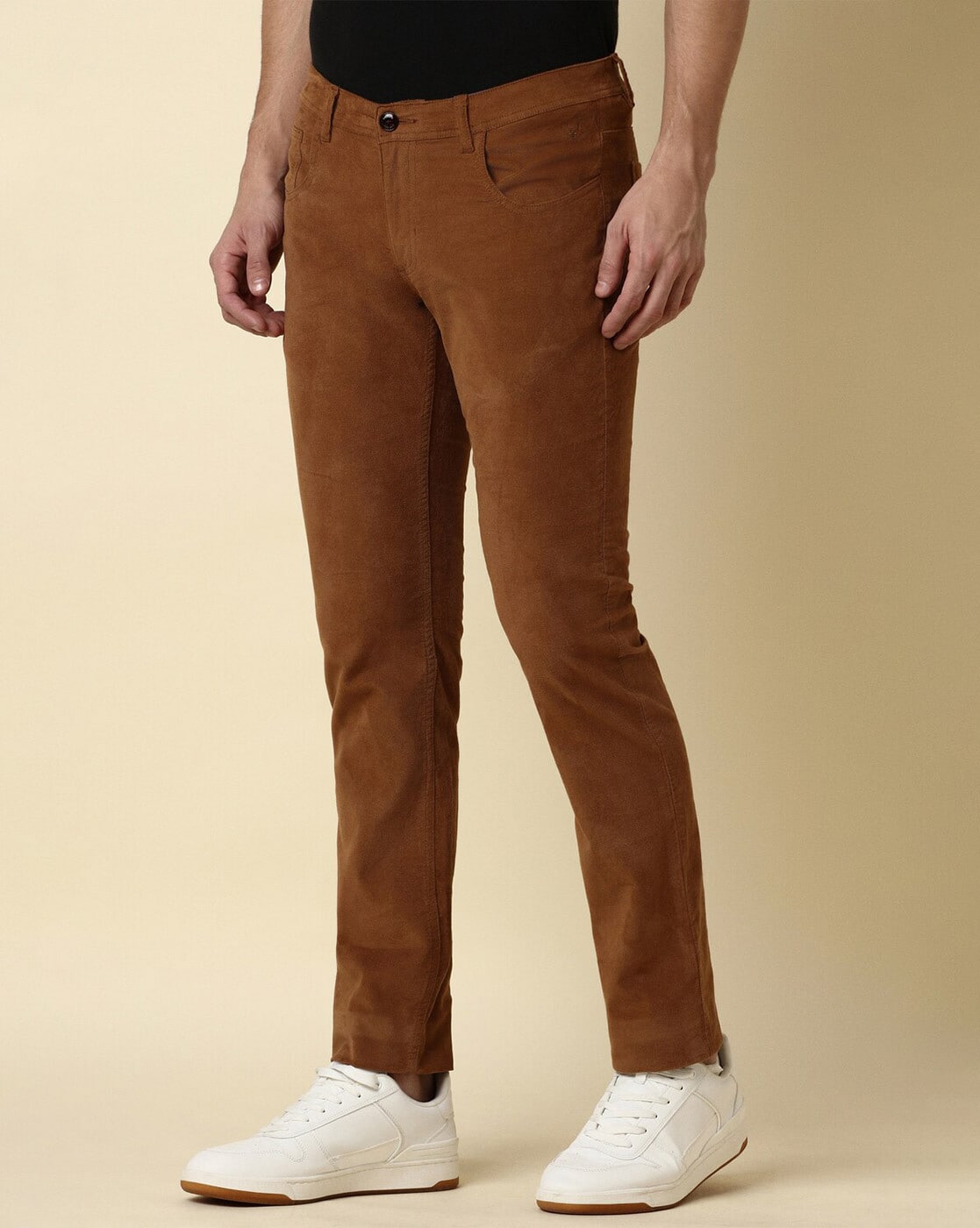 Buy Allen Solly Junior Boys Olive Slim Fit Solid Trousers online