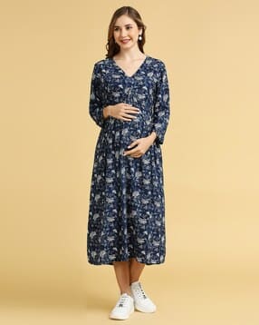 momtobe Floral Print Fit & Flare Dress-picture-47