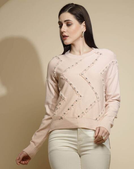 Women Embellished Pullover Sweater