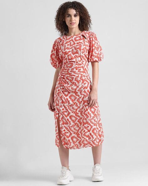 Women Floral Print Bodycon Dress with Slit