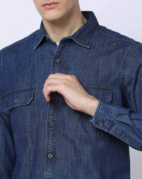 Price History of LEE COOPER Men Regular Fit Denim Shirt from Ajio
