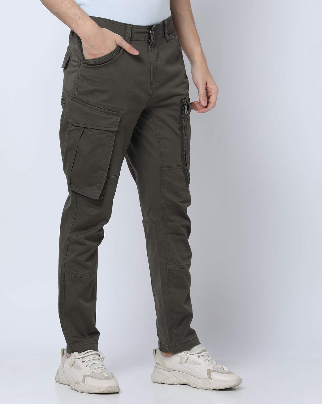 Buy Flying Machine Men Olive Green Slim Fit Cargo Pants - Trousers for Men  199890 | Myntra