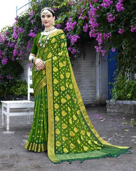 Vanaja Olive Green Kesa Paat Silk Mekhela Sador – Sereki.in