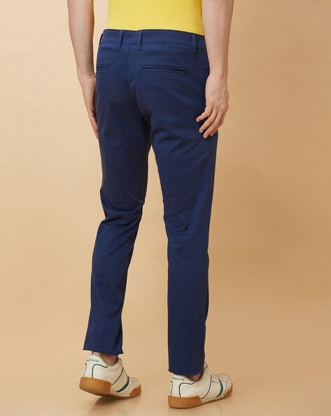 Buy BEING HUMAN Solid Cotton Stretch Slim Fit Men's Casual Trousers |  Shoppers Stop