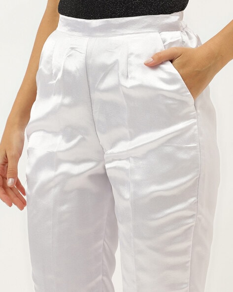Plus White Satin Cargo Pants | PrettyLittleThing AUS