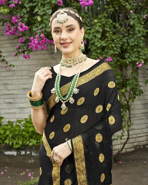 Buy Black Sarees for Women by Indie Picks Online | Ajio.com