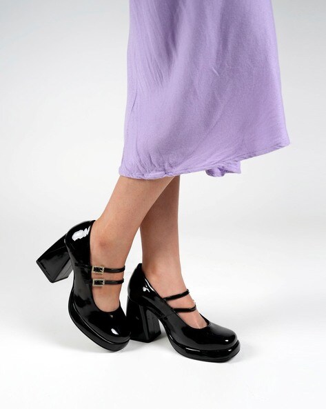 Chunky heel 2024 shoes black