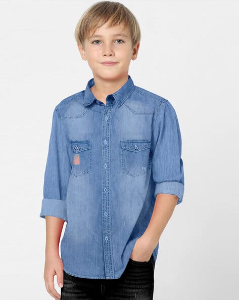 Boys Regular Fit Denim Shirt