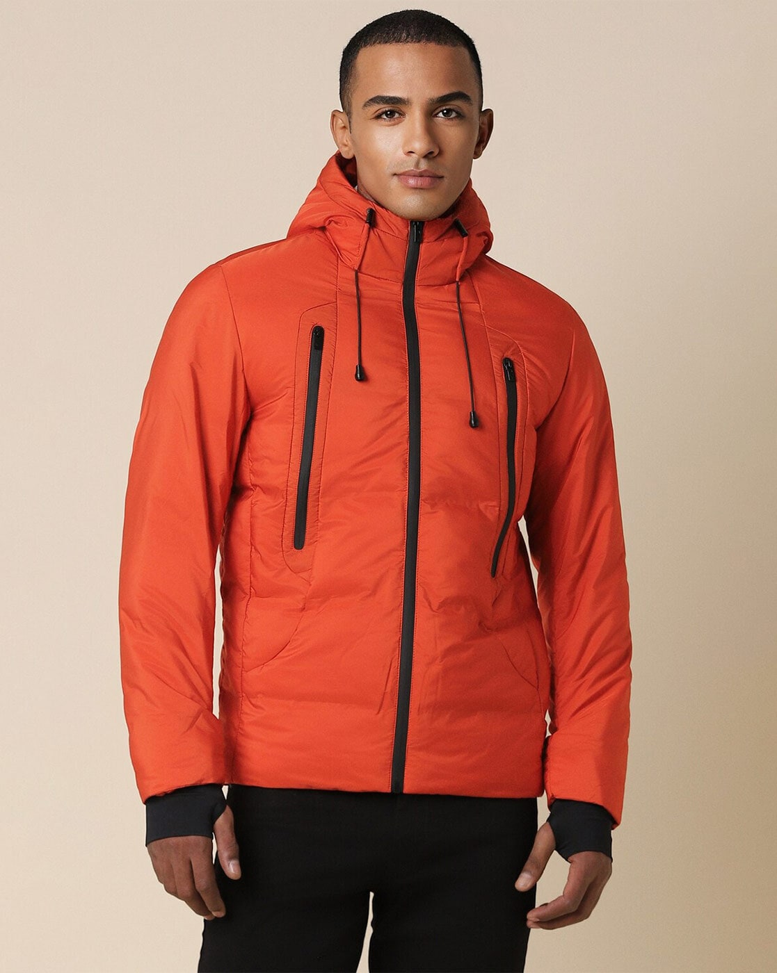 Buy Allen Solly Sport Men Orange White Striped Bomber Jacket - Jackets for  Men 15596112 | Myntra