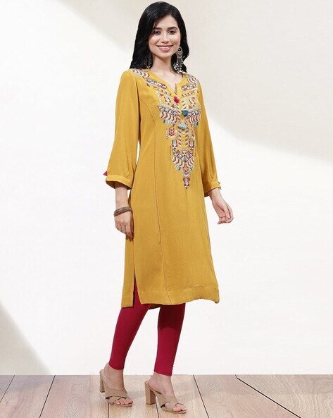 Mustard Yellow And Maroon Pakistani Pant Suit | Indian designer outfits,  Pakistani dress design, Kurta neck design