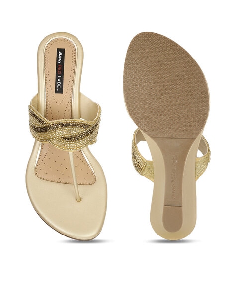 92-23-Antique Gold Wedding Sandals – Cheemo