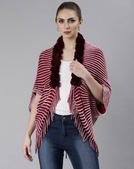 Buy Maroon White Sweaters Cardigans for Women by SHOWOFF