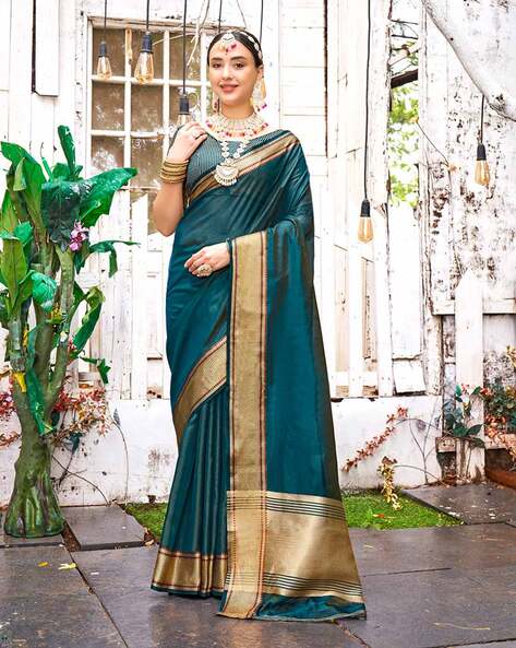 Art Silk Embroidered Golden Brown Saree – Kumaran Silks