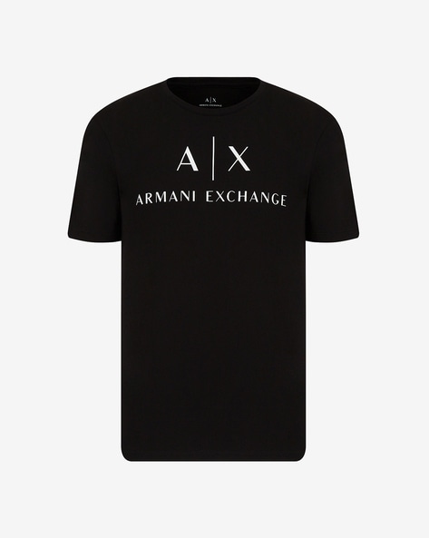 Armani exchange crew neck logo on sale t shirt black