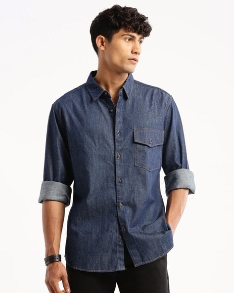 Buy Navy blue Shirts for Men by SHOWOFF Online