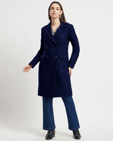 Dark blue coat on sale womens