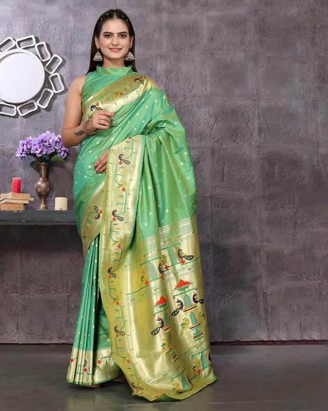 Buy Green Sarees for Women by Indie Picks Online