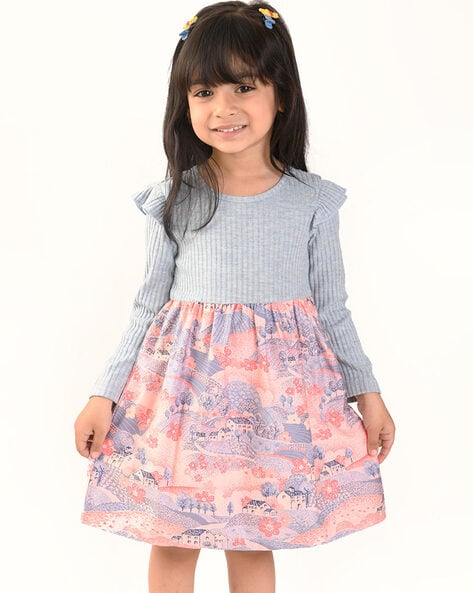 Beebay Girls Graphic Print A-Line Dress