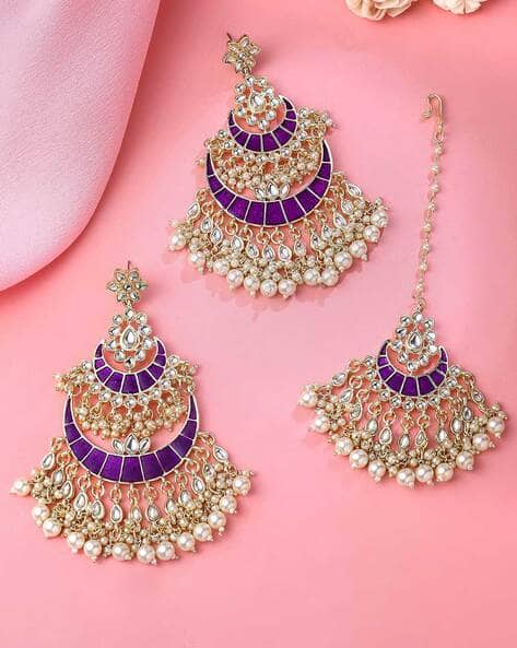 Buy Purple Earrings for Women by Yellow Chimes Online