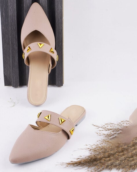 LINNE Womens PU Leather Mules Sandals Pointed Toe Block India | Ubuy