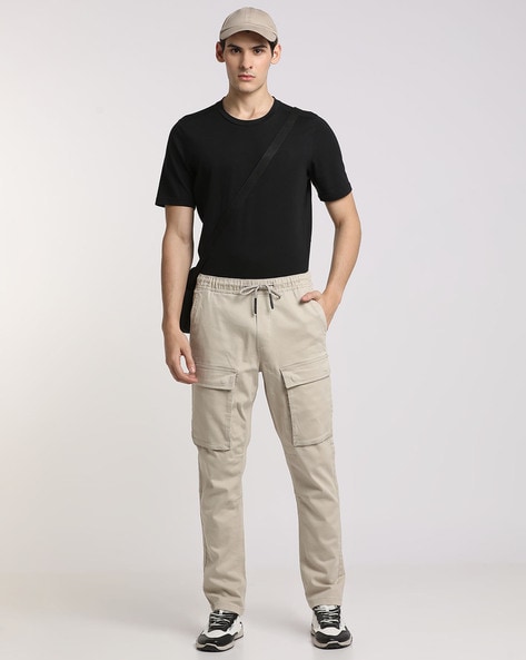 Cargo Pants- Black Side Pocket Zipped Denim Cargos for Men Online |  Powerlook