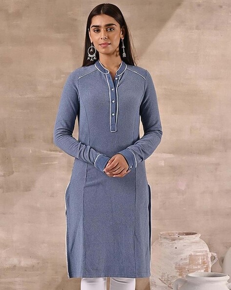 Buy Nayam by lakshita Navy Blue Embroidered Anarkali Kurta with Palazzo  (Set of 2) online