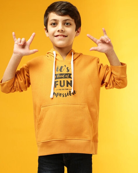 Buy Mustard Sweatshirts Hoodie for Boys by Instafab Online Ajio