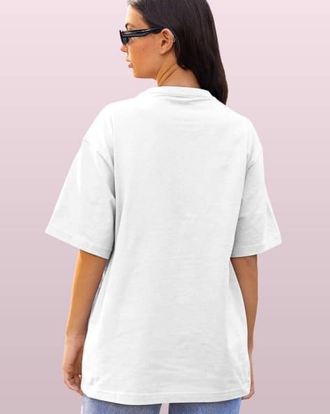 Oversized Loose White T Shirt And Jeans Female Women Cartoon Print