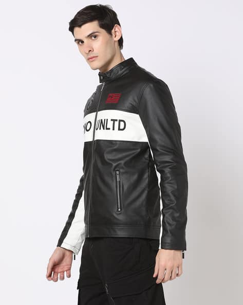 ECKO UNLTD 黒レザージャケット Buy ECKO UNLTD Men Logo Embroidered Slim Fit Online | Ajio.com