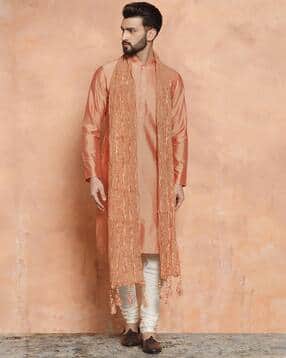 kisah Men Zari Woven Stole with Tassels-picture-40