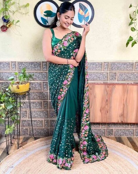 Buy Sea Green Saree Online At Best Prices – Koskii