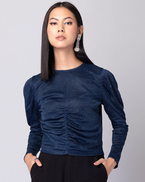 Buy Navy Blue Tops for Women by FABALLEY Online