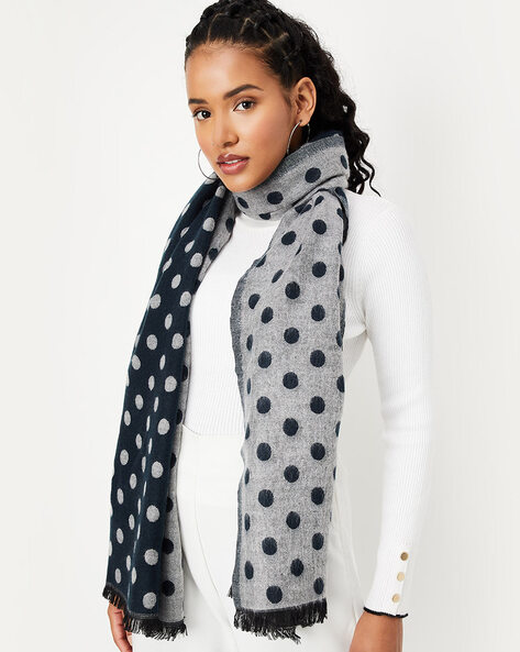 Polka-Dot Printed Muffler with Fringes Price in India